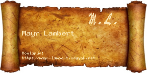 Mayr Lambert névjegykártya